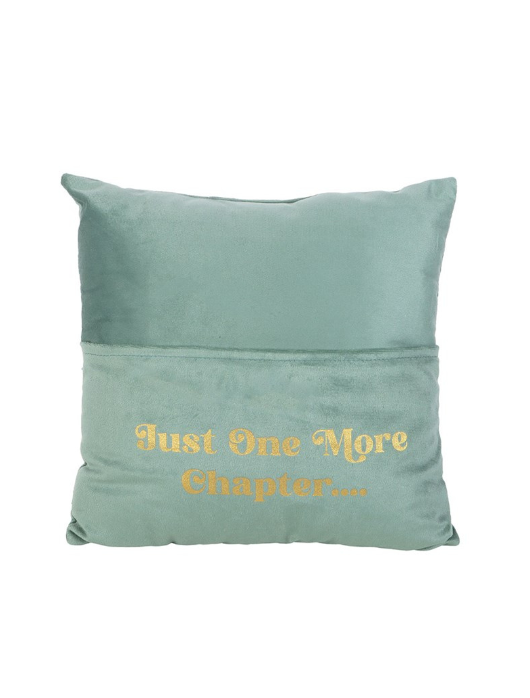 Cozy Book Pocket Cushion with “Just One More Chapter” Design