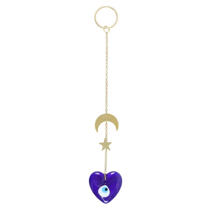 Spiritual Glass Heart Ornament with Eye Design
